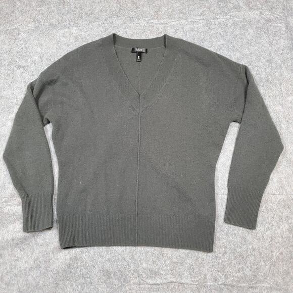 Aqua Sweater Womens Small Cashmere V-Neck Green Soft Pullover Classic Minimalist - Picture 1 of 8